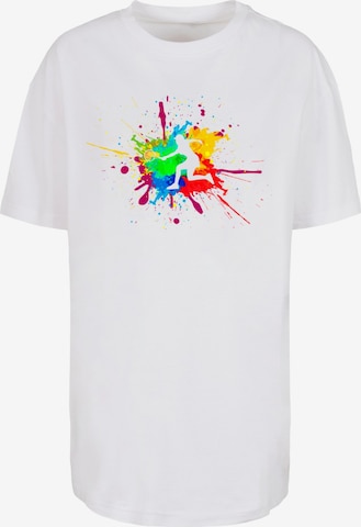 Merchcode Oversized shirt 'Color Splash Player' in Wit: voorkant