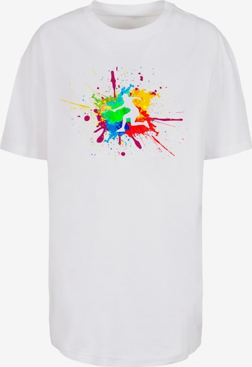 Merchcode T-Shirt 'Color Splash Player' in gelb / limette / rot / weiß, Produktansicht