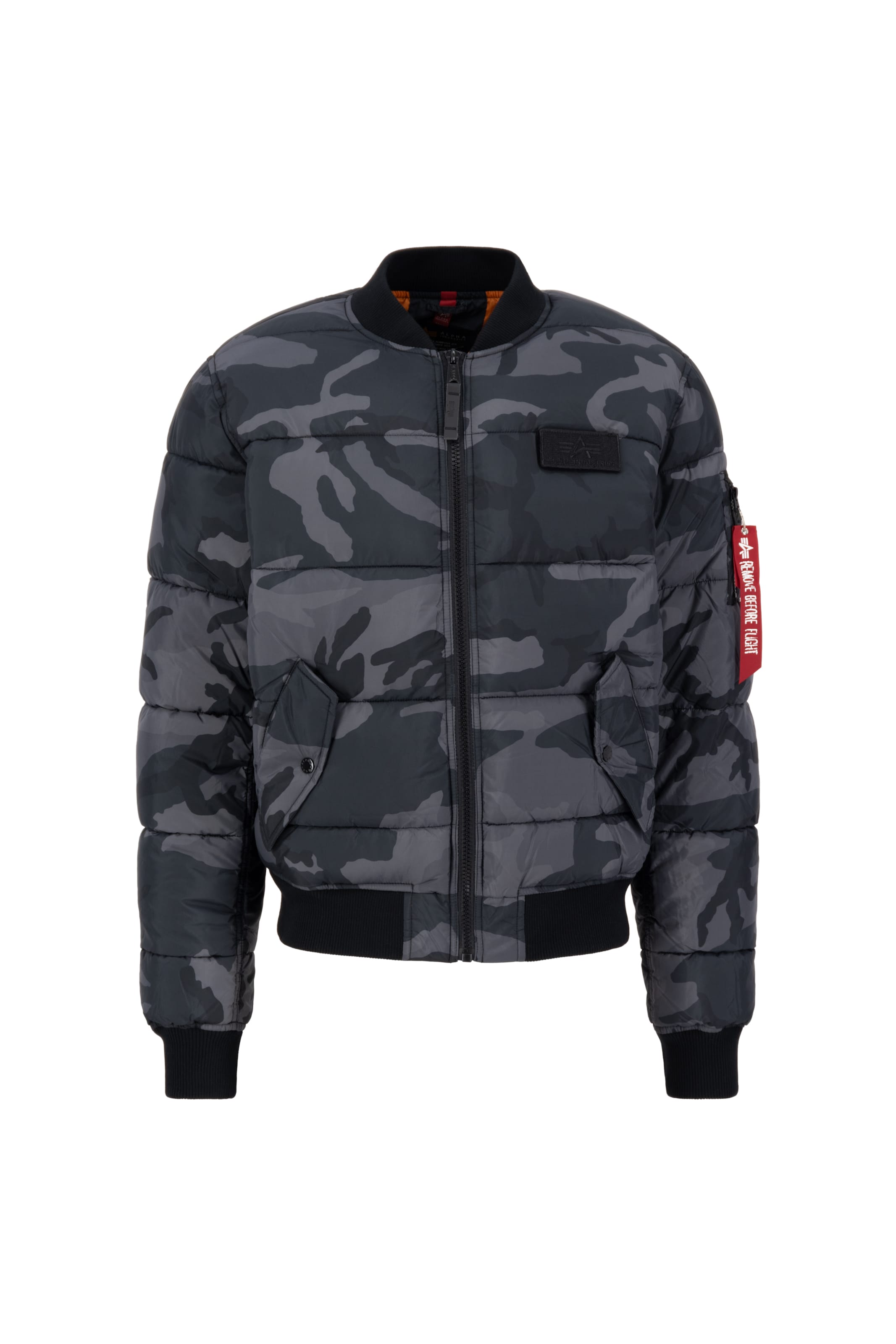 ALPHA INDUSTRIES - Chaqueta de entretiempo 'Camo' en negro: frente