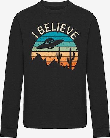 T-Shirt 'I Believe UFO Alien Sonnenuntergang' F4NT4STIC en noir : devant