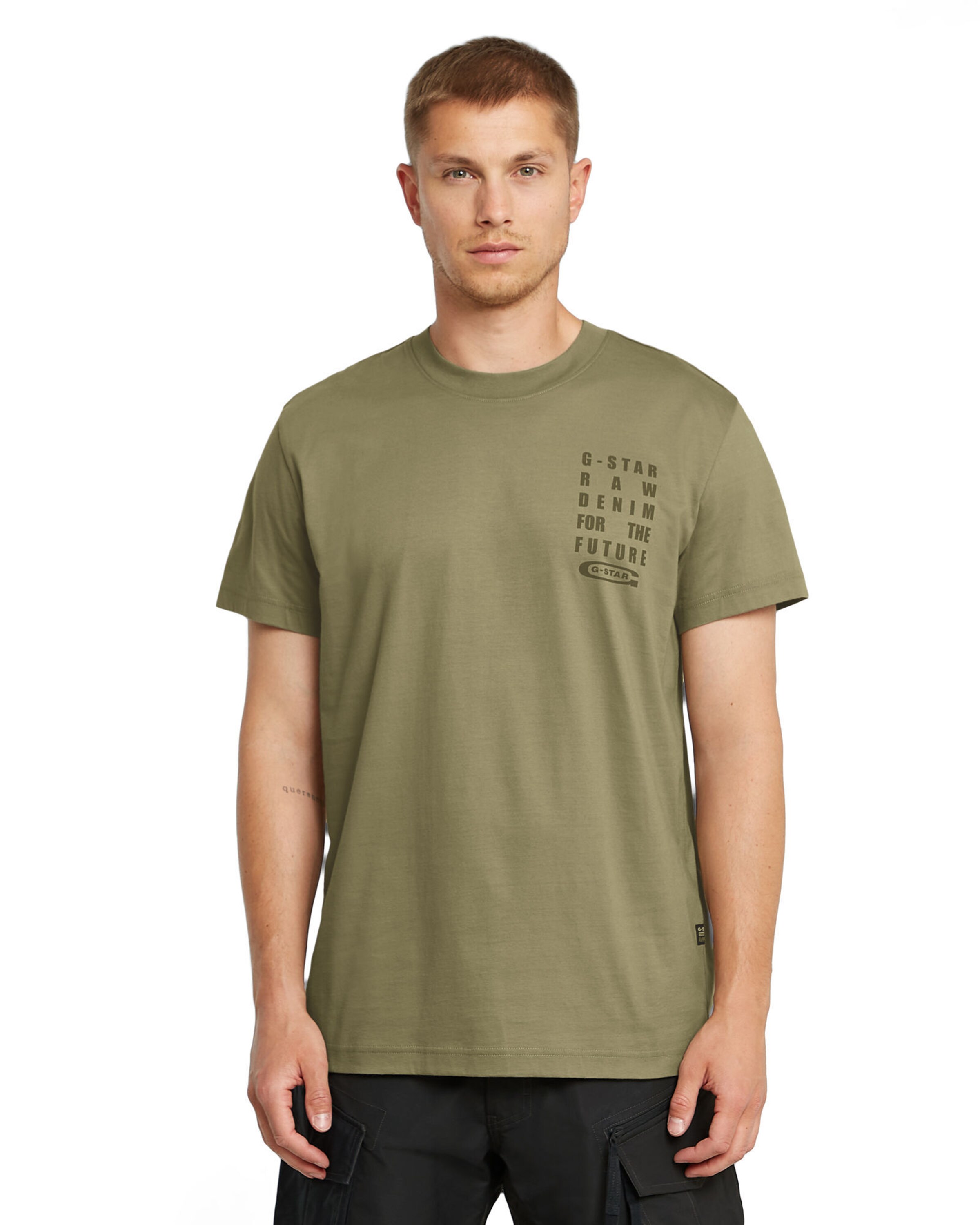 G-STAR Shirt 'Text' in Groen: voorkant