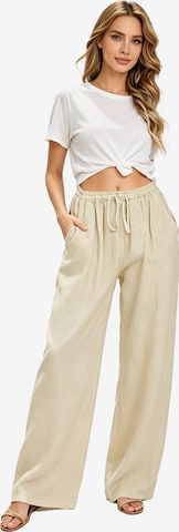 KoJooin Spodnie 'Damen Baumwoll-Leinen-Hose mit Kordelzug,hoher Taille und weitem Bein Bequeme, lockere Freizeithose' w kolorze zielony: przód