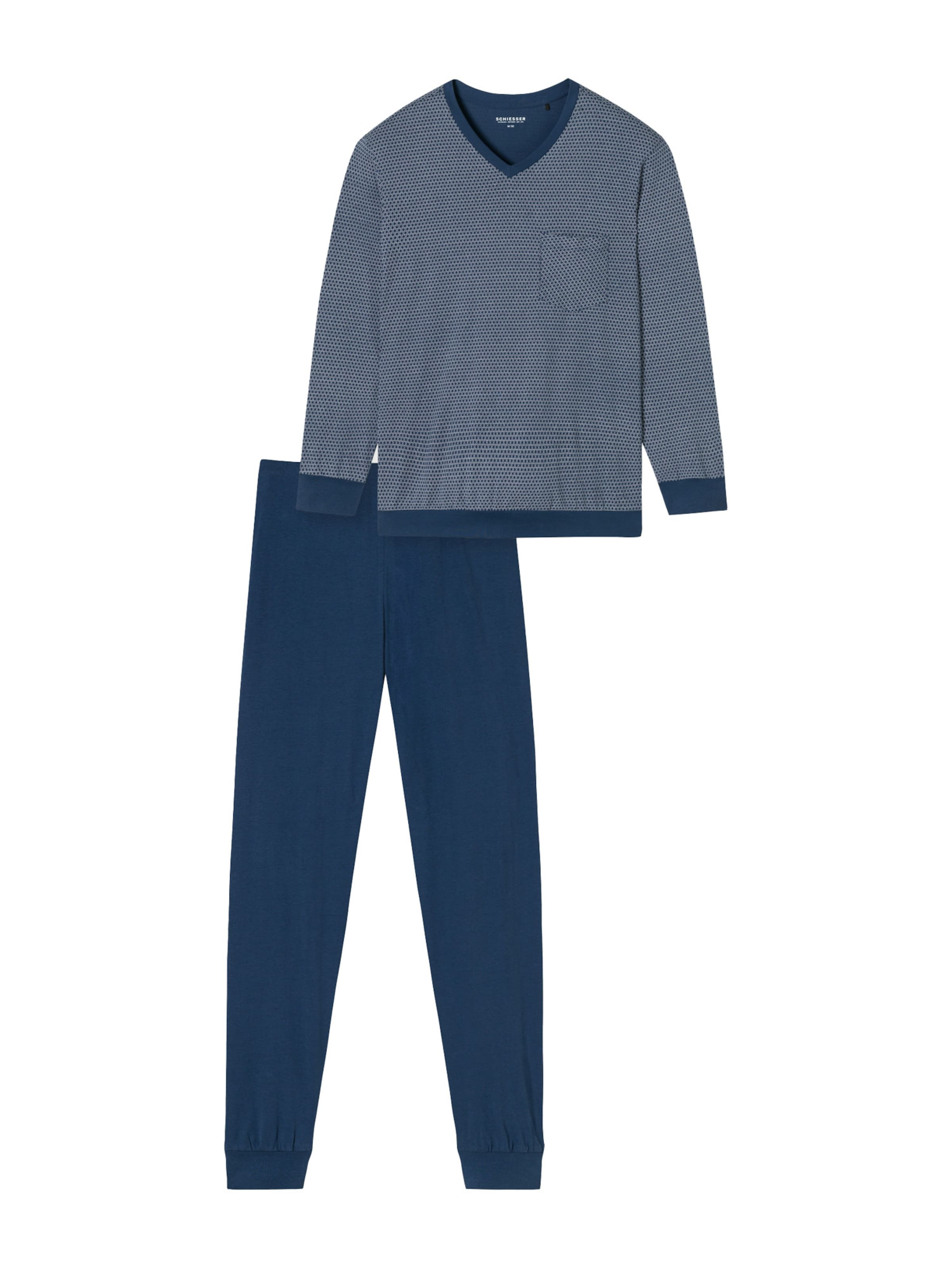 SCHIESSER Pyjama lang ' Comfort Essentials ' in Blauw: voorkant