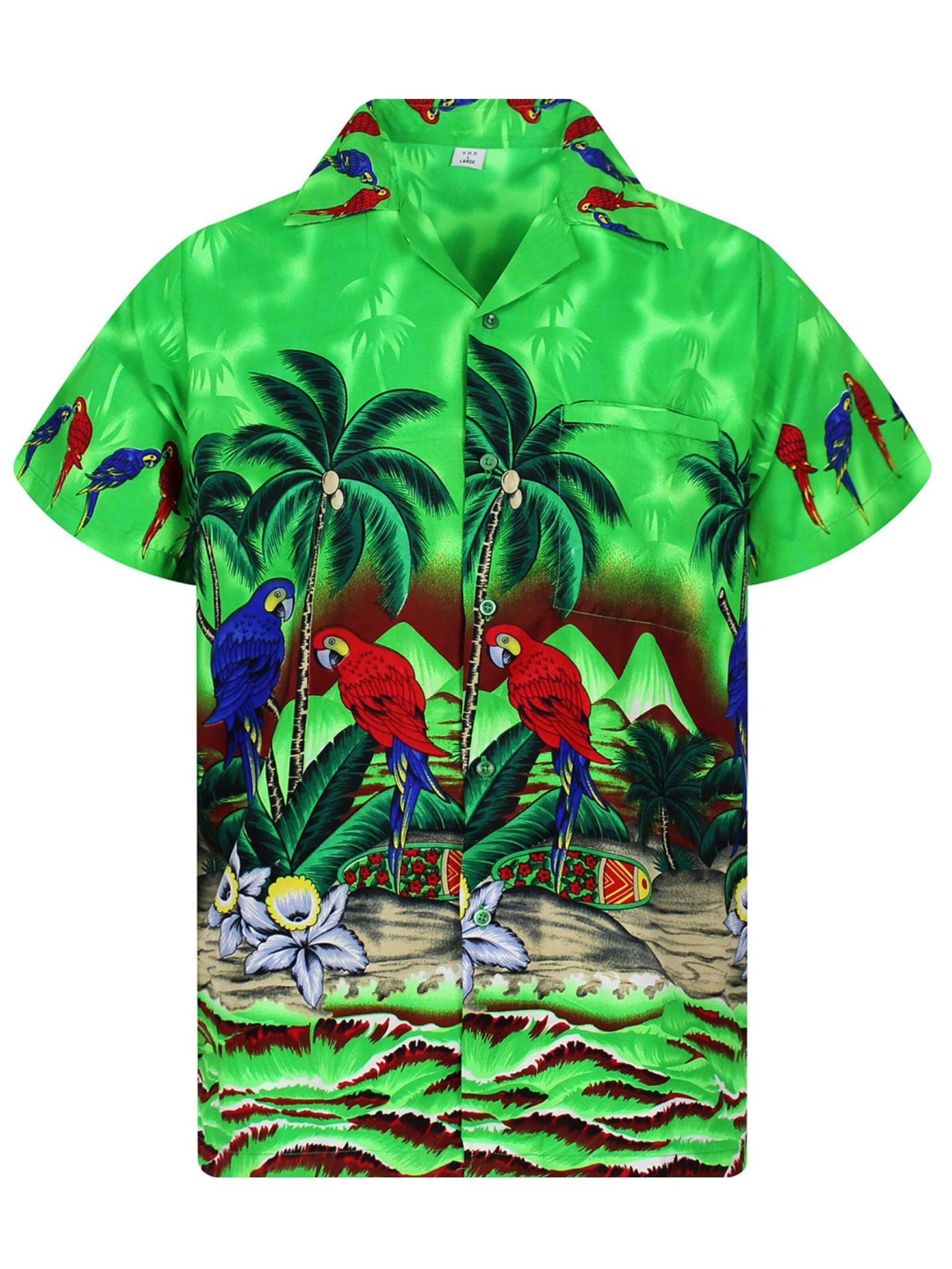 King Kameha Shirt 'Parrot'‌‌‌‌‌‌ in Grün: Vorderseite