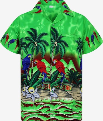 King Kameha Shirt 'Parrot' in Grün: Vorderseite