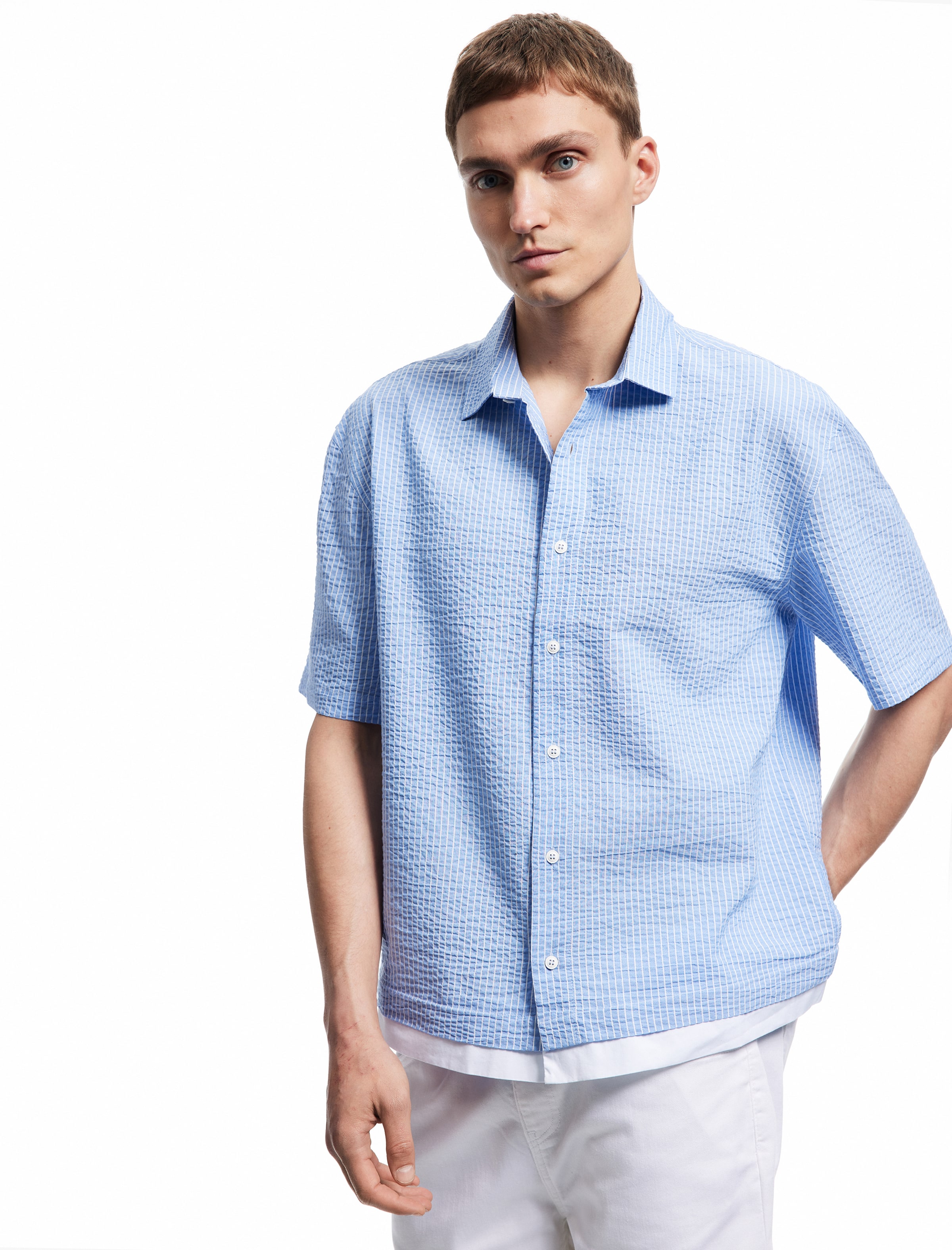 Koton Comfort fit Button Up Shirt in Blue: front