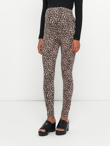 Only Maternity - Skinny Leggings 'OLMLOVELY' en beige: frente