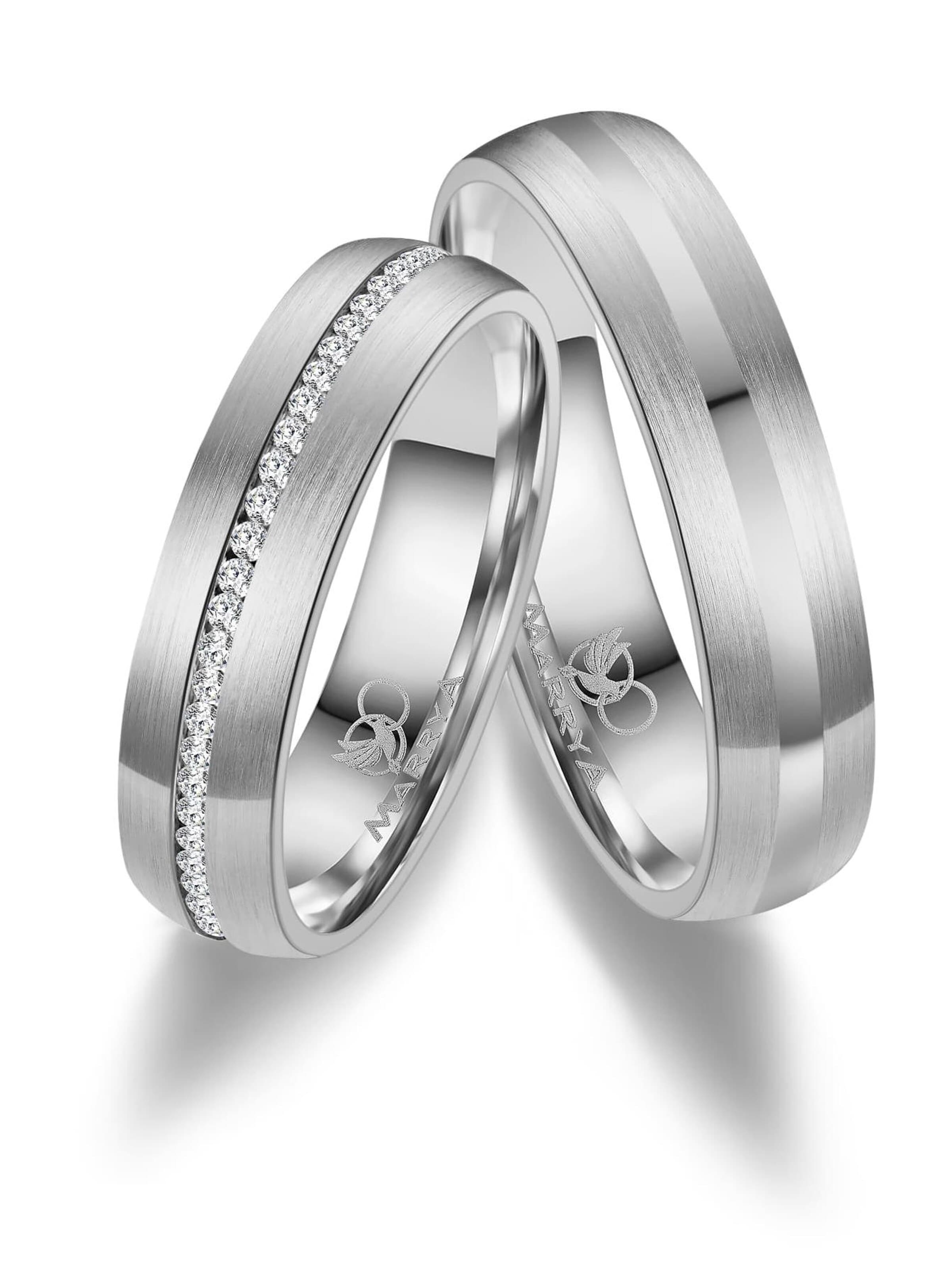 MARRYA Ring 'MARRYA ES-25 Ehering aus Edelstahl - Silberfarben' in Zilver: voorkant