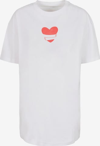 Maglia extra large 'Hugs & Love - Heart' di Merchcode in bianco: frontale