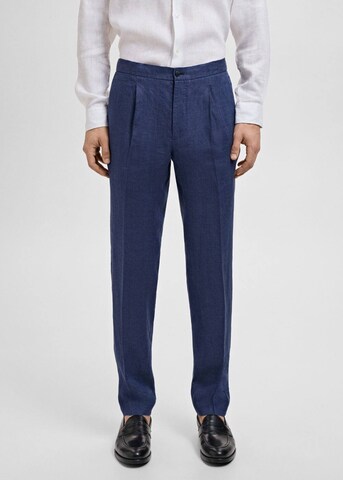 MANGO MAN Regular Pleated Pants 'Salerno' in Blue: front