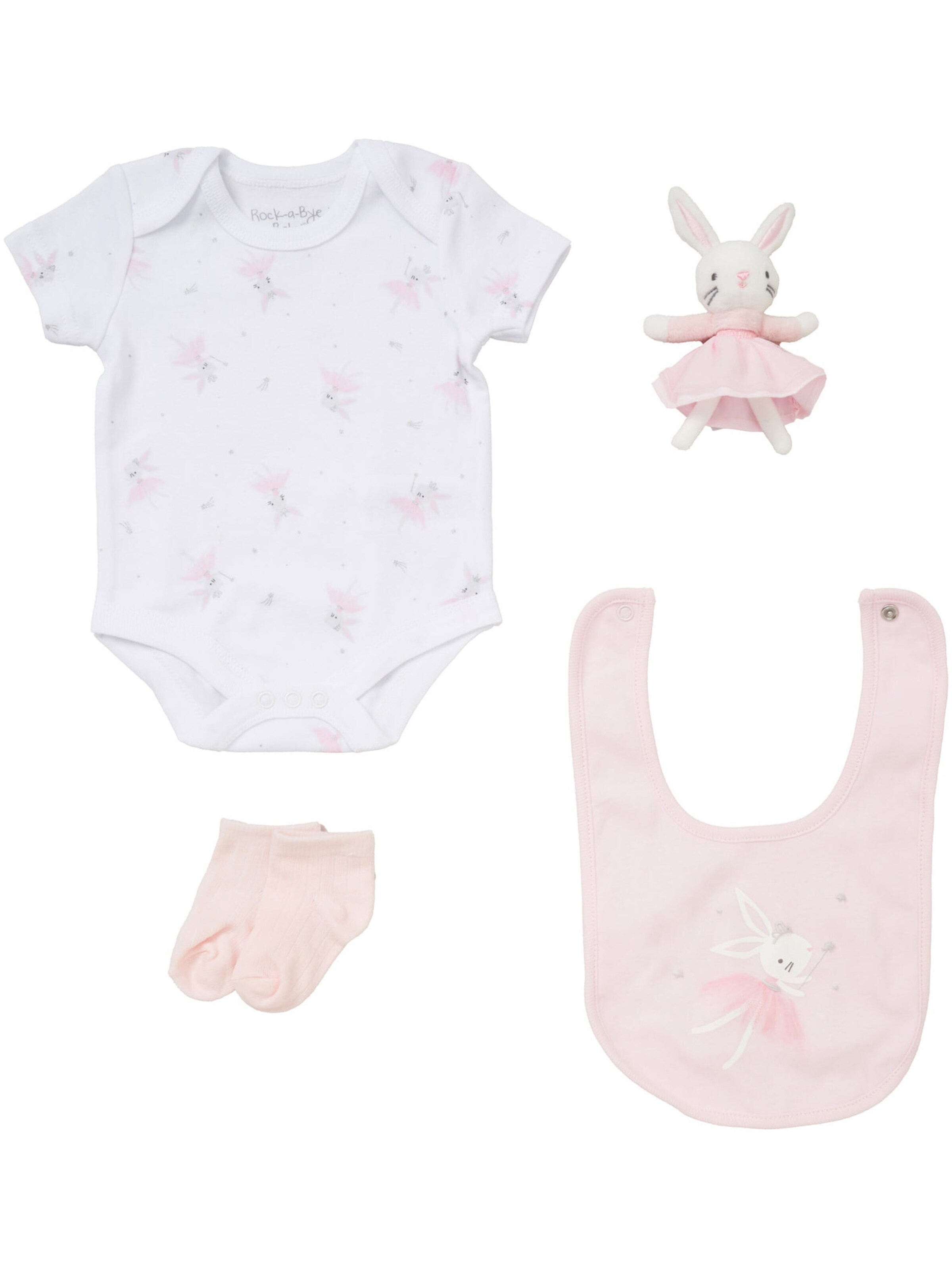 Rock a Bye Baby Boutique Set 'Ballerina Hase' in Pink: Vorderseite