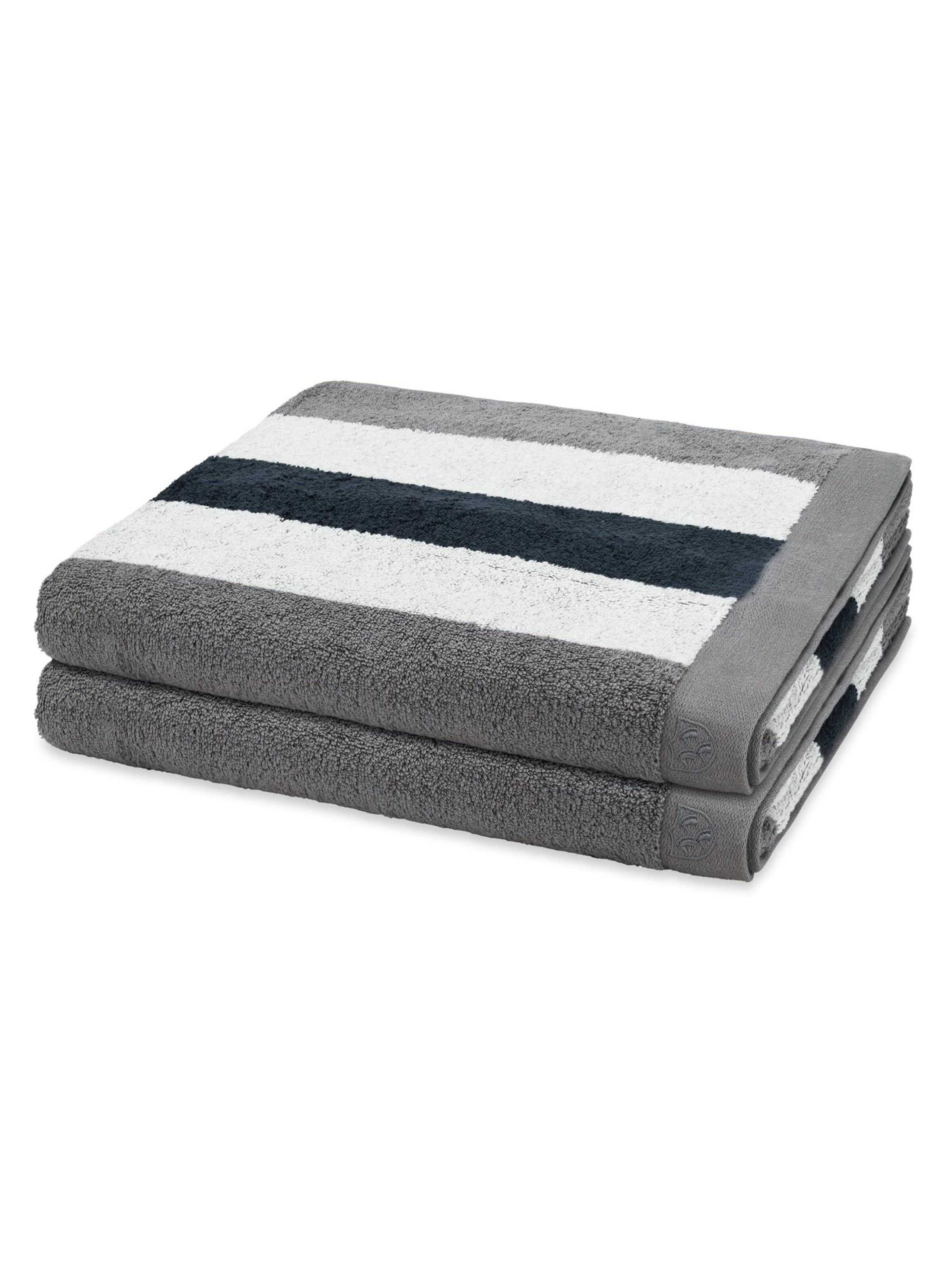 ROSS Handtuch 'Doubleface Stripes'‌‌‌‌ in Grau: Vorderseite