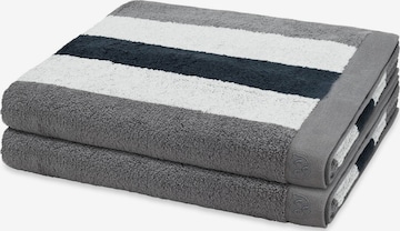 ROSS Handtuch 'Doubleface Stripes' in Grau: Vorderseite