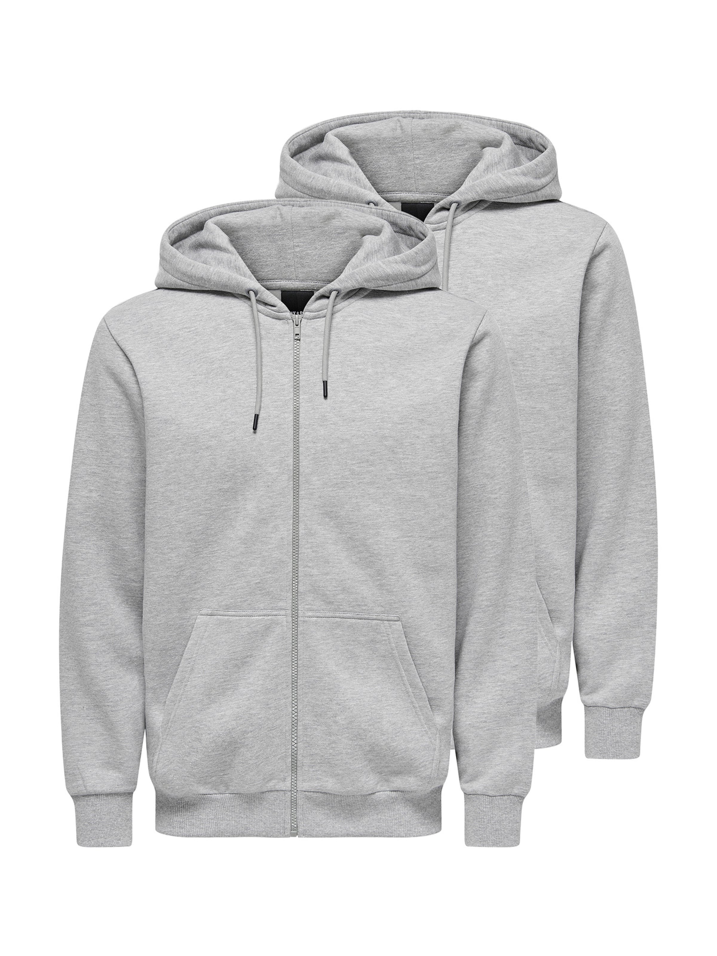 Only & Sons Sweat jacket 'Ceres' in Grey: front