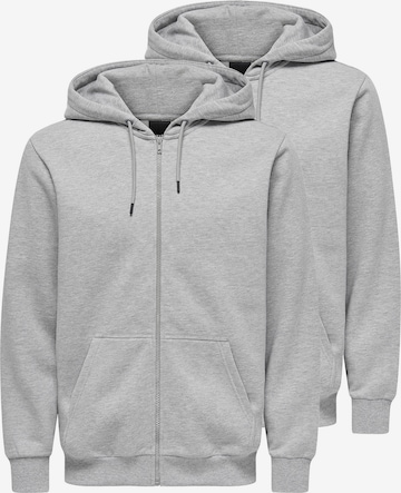 Only & Sons Sweatjacke 'Ceres' in Grau: Vorderseite