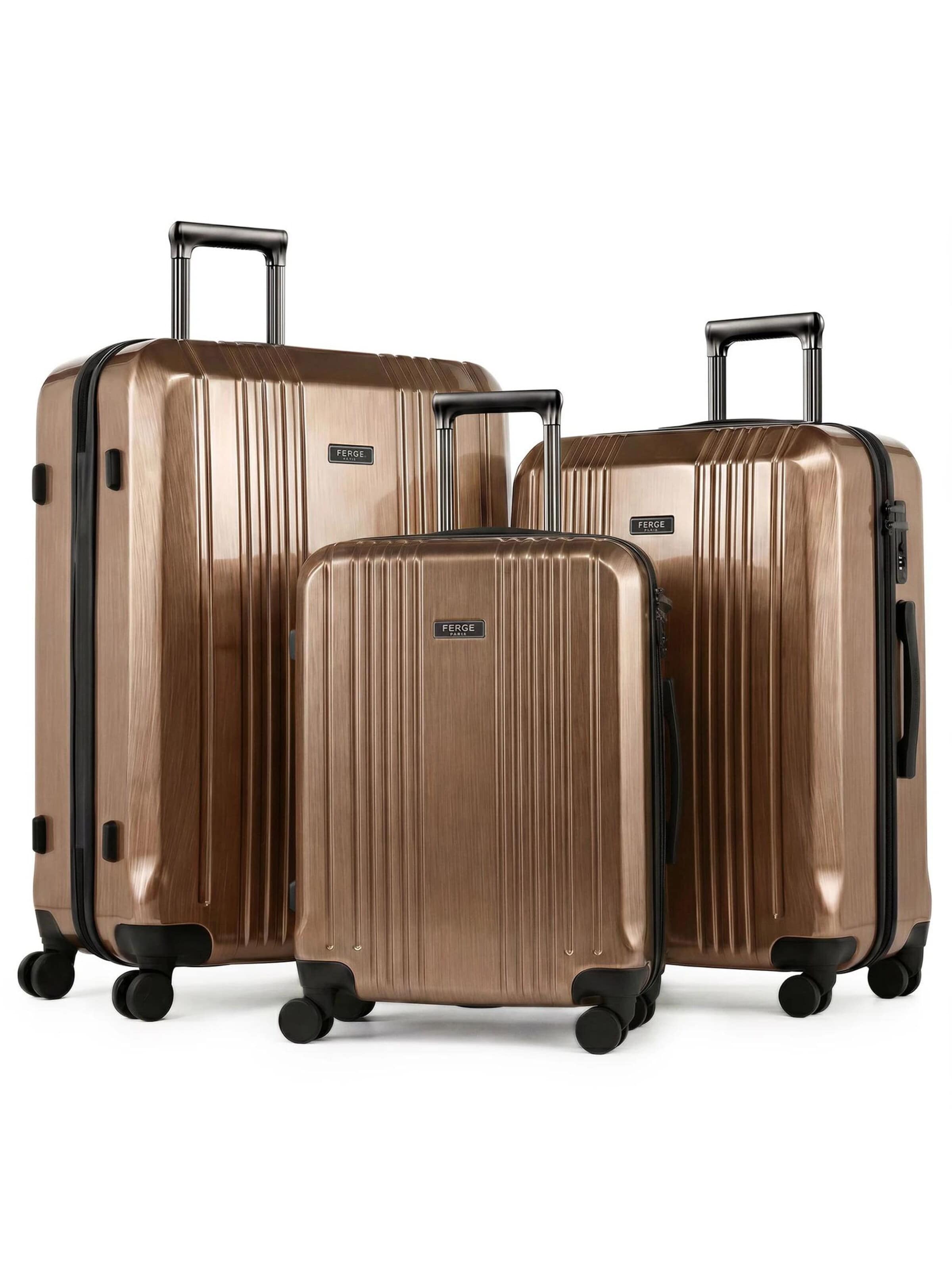 FERGÉ Suitcase Set '3-teilig Hartschale CANNES Trolley Set' in Brown: front