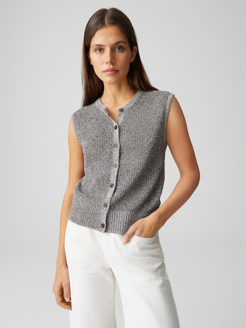 OPUS Pletená vesta 'Dippa' – hnědá: přední strana