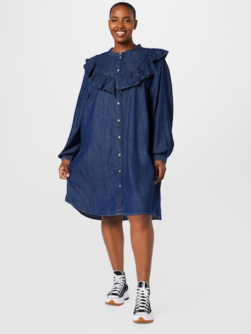 Zizzi Skjortklänning 'KAROLINE' i blå: framsida