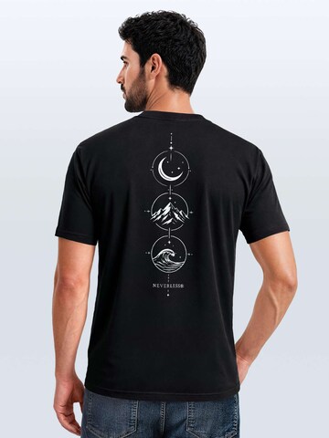 Neverless Shirt 'Berg Mond Welle' in Black
