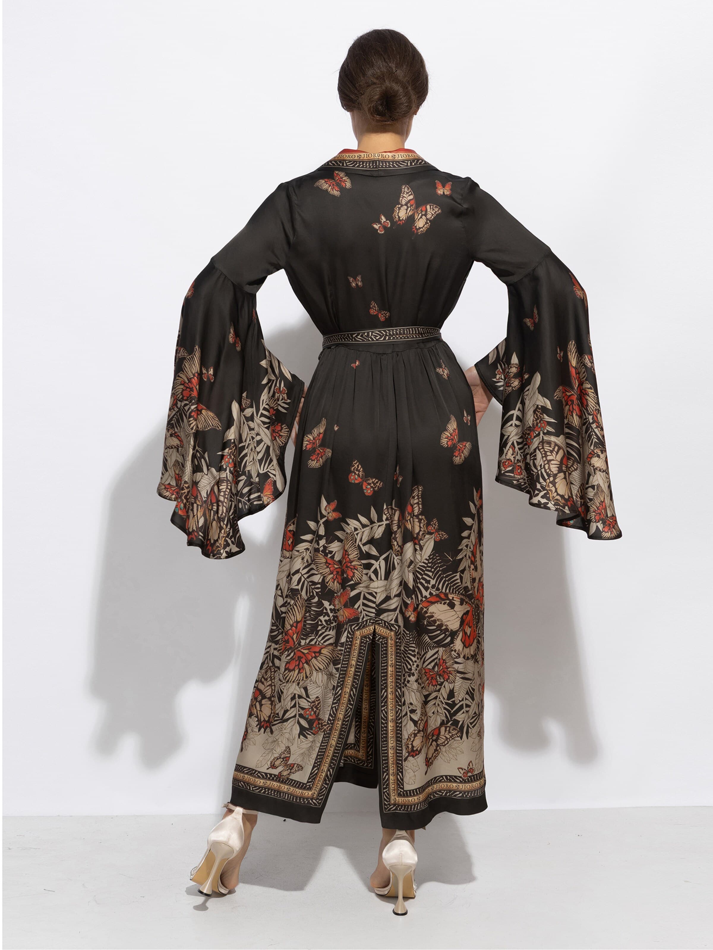 JIORO Strandkleid 'MIDNIGHT BUTTERFLIES'‌‌‌ in Schwarz