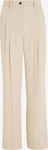 Calvin Klein Loose fit Pleat-Front Pants in Beige: front