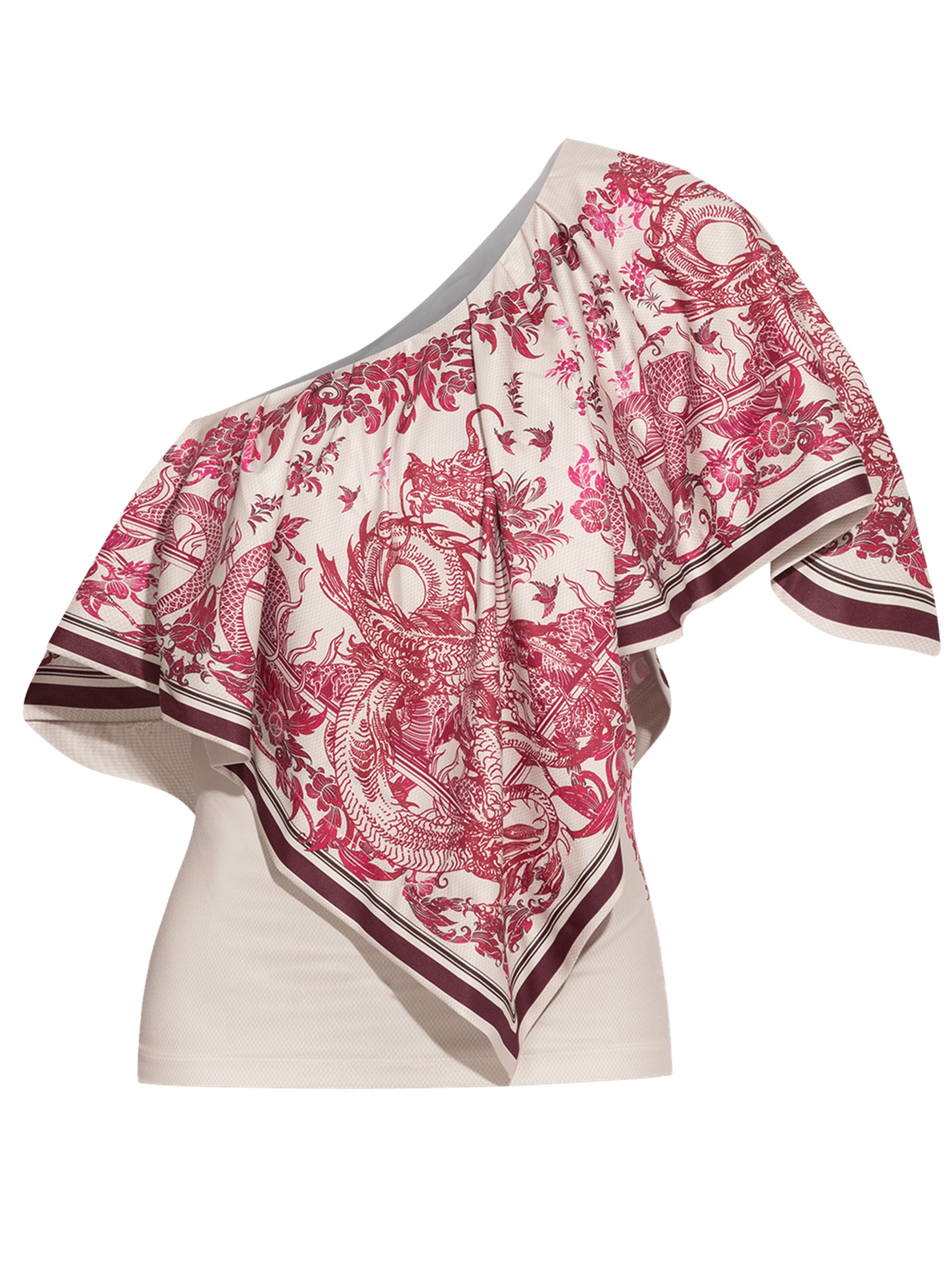 JIORO Blouse 'ASIA BORDEAUX' in Red: front