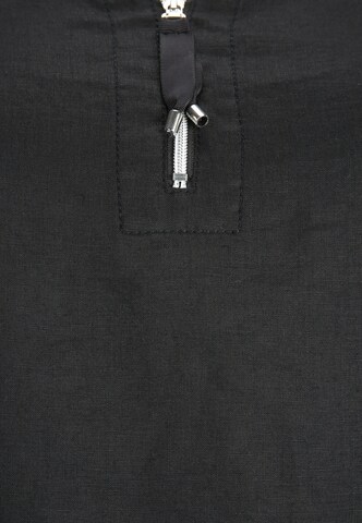 Doris Streich Leinen-Bluse mit Reißverschluss in Schwarz