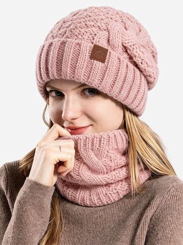 Magicshe Hat 'Gefüttertes Beanie und Schal-Set' in Pink: front
