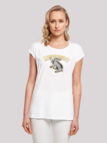 F4NT4STIC Shirt 'Harry Potter Hufflepuff Sport Emblem' in Wit: voorkant