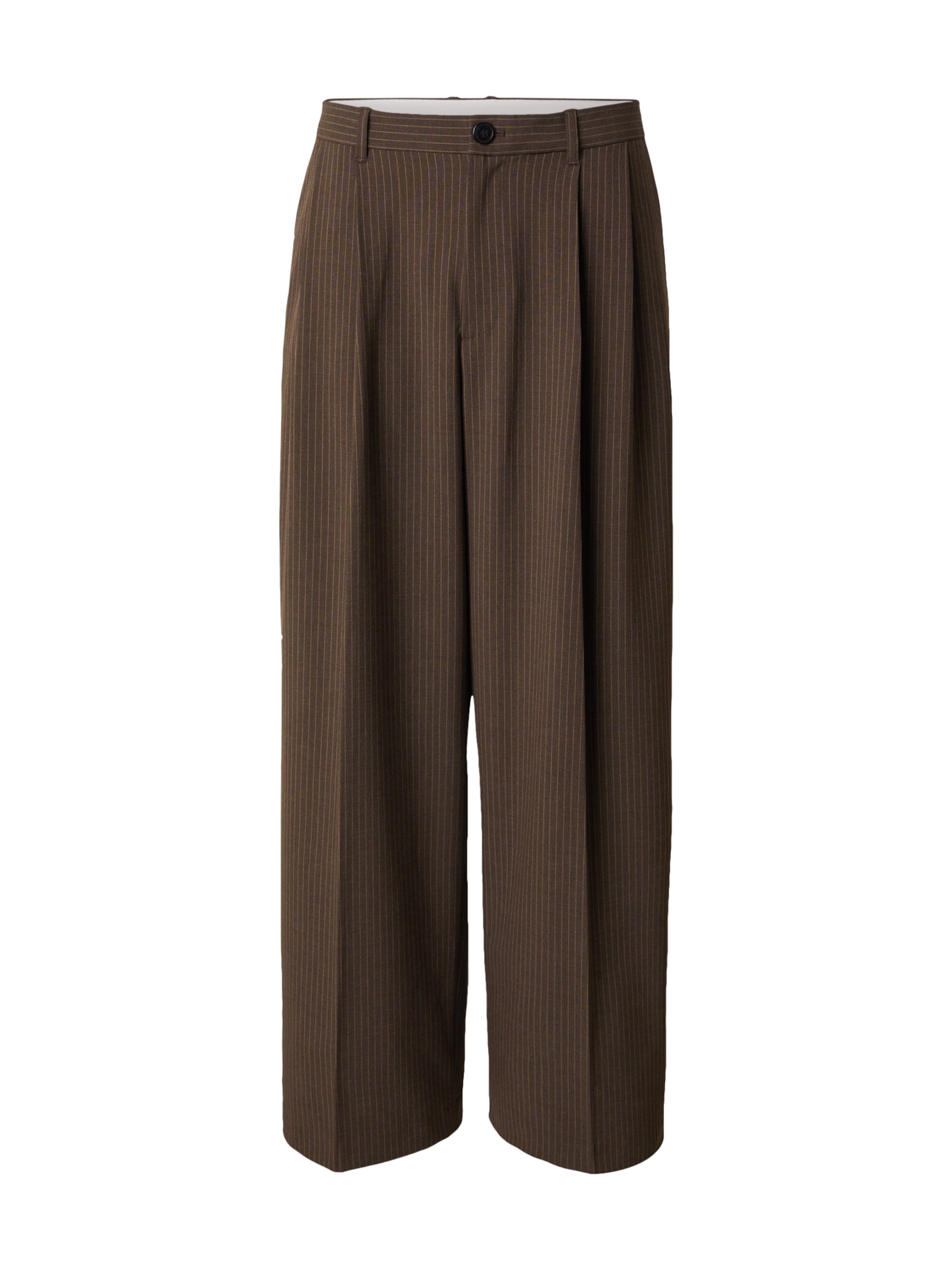 WEEKDAY Wide leg Παντελόνι πλισέ 'Nate' σε καφέ: μπροστά