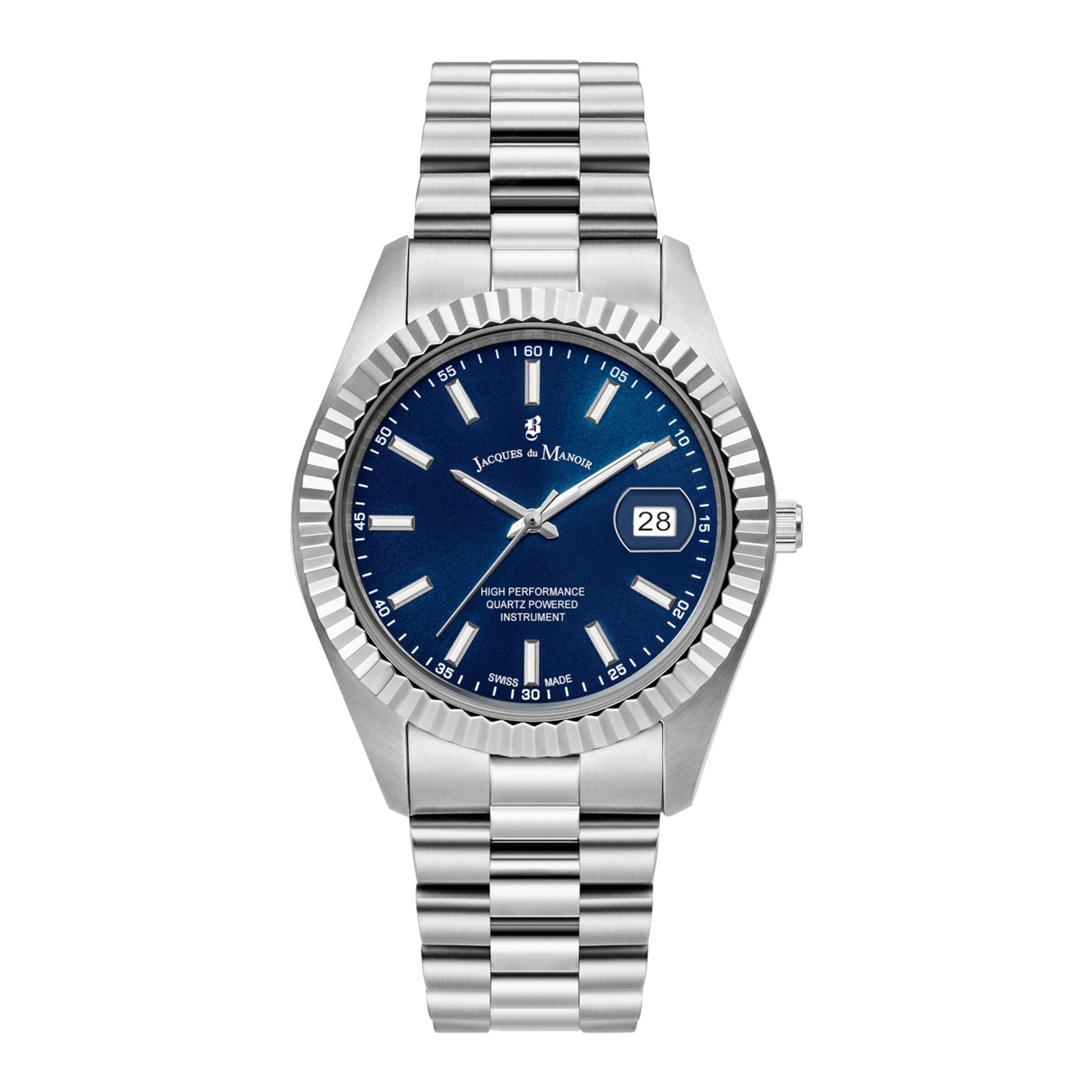 Montre à affichage analogique Jacques du Manoir en argent : devant