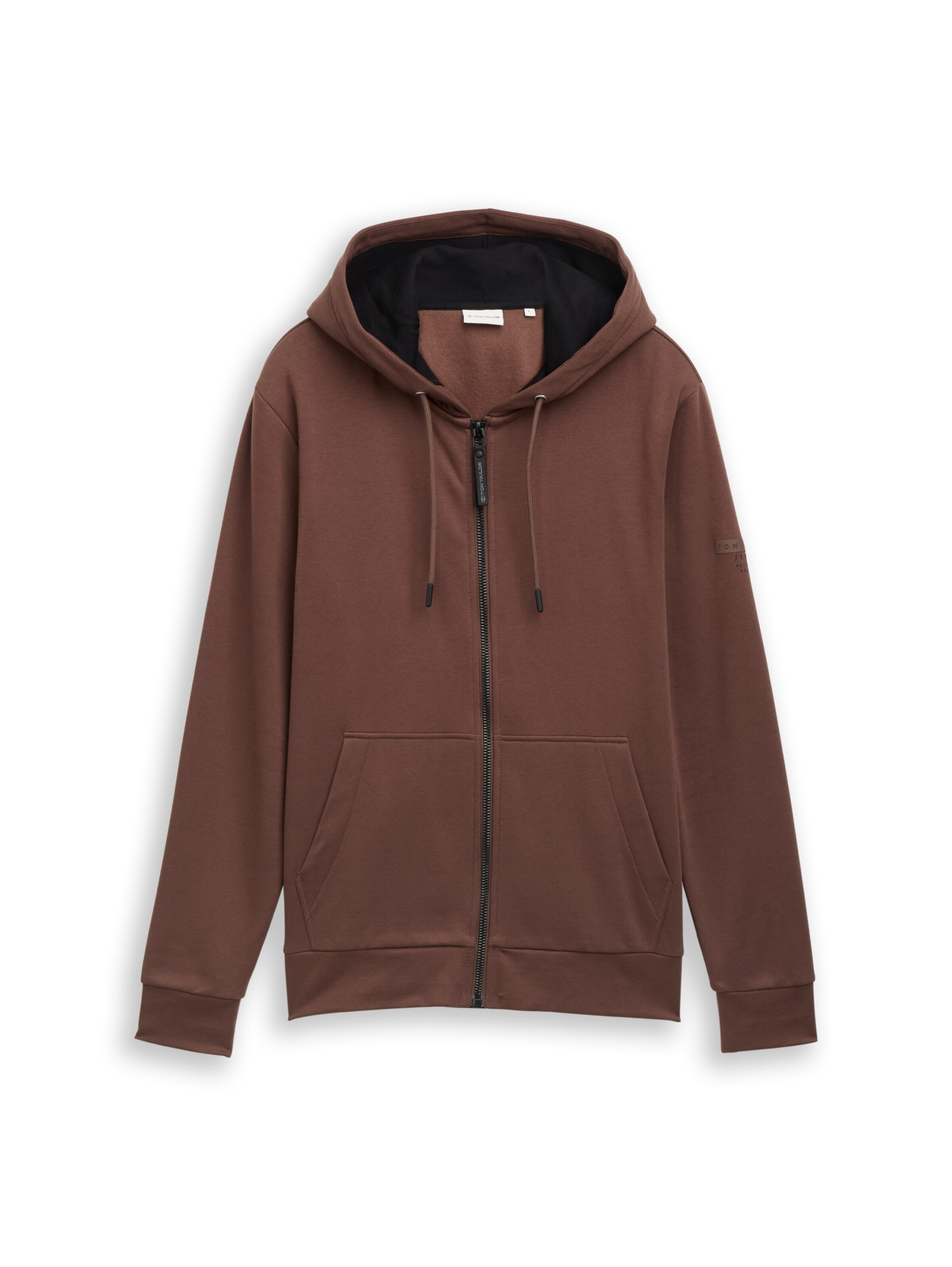 TOM TAILOR Zip-Up Hoodie in Brown: front