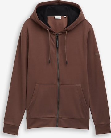 TOM TAILOR Zip-Up Hoodie in Brown: front