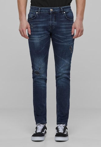 2Y Premium Slimfit Jeans in Blauw: voorkant