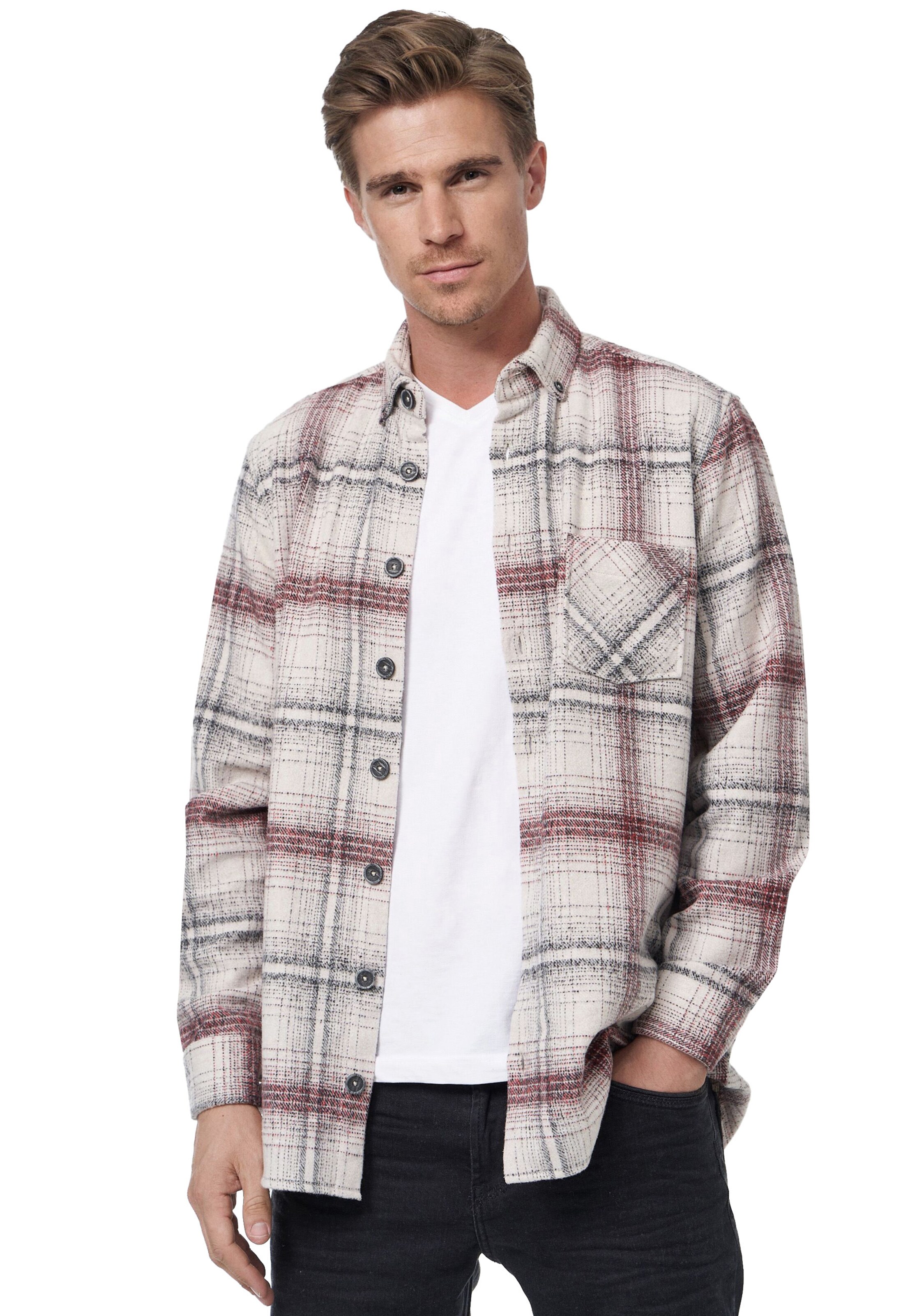 Rusty Neal Slim fit Overhemd in Beige: voorkant