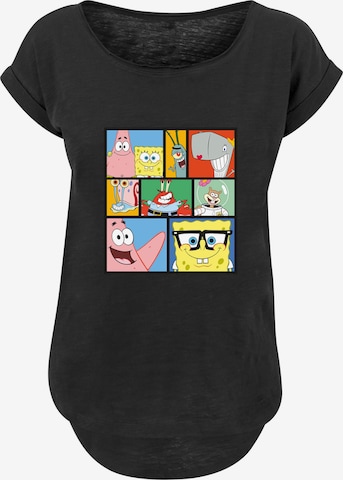 F4NT4STIC Shirt 'Spongebob Squarepants Collage' in Zwart: voorkant