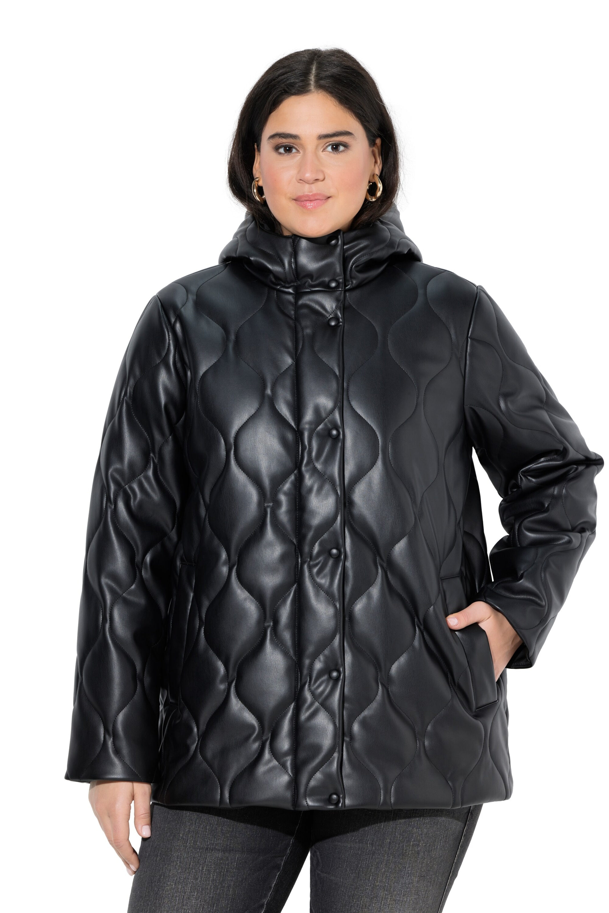 Ulla Popken Winterjas in Zwart: voorkant