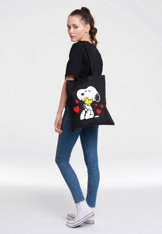 LOGOSHIRT Shopper 'Peanuts - Best Friends' in Black: front