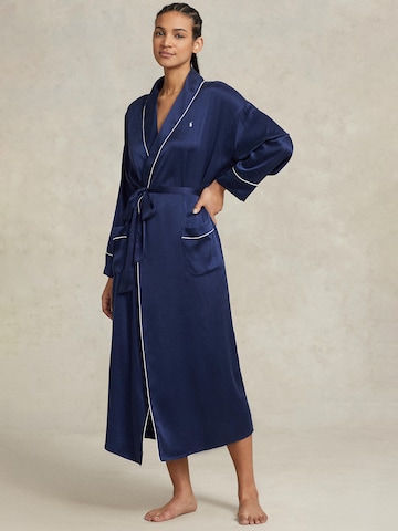 Polo Ralph Lauren Short Bathrobe ' Heritage Silk ' in Blue: front