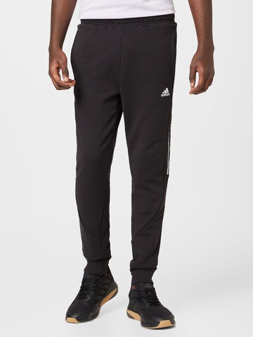 ADIDAS SPORTSWEAR Tapered Workout Pants 'Brandlove' in Black: front