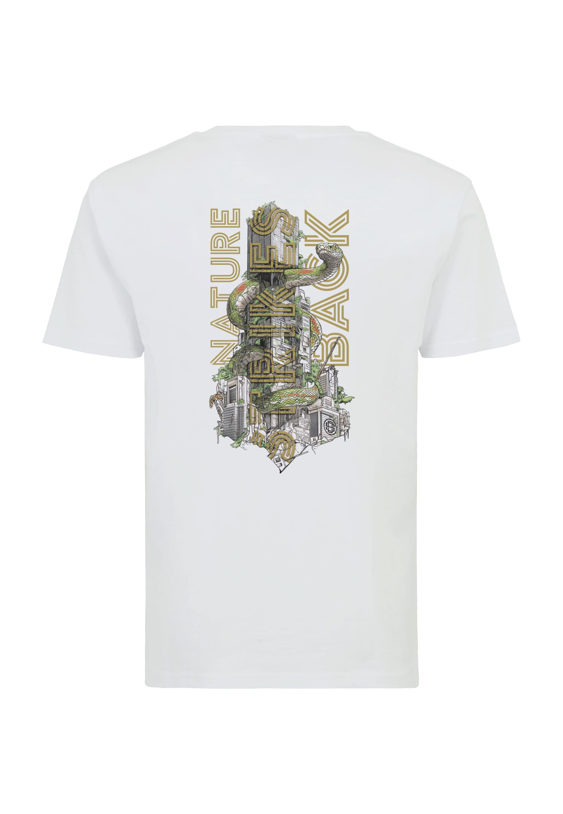 Oldskull Shirt 'Wrldvibe Nature Strikes Back Graphic' in White: front