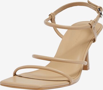 Pull&Bear Strap Sandals in Beige: front