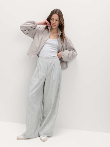 Marks & Spencer Wide leg Broek in Grijs: voorkant