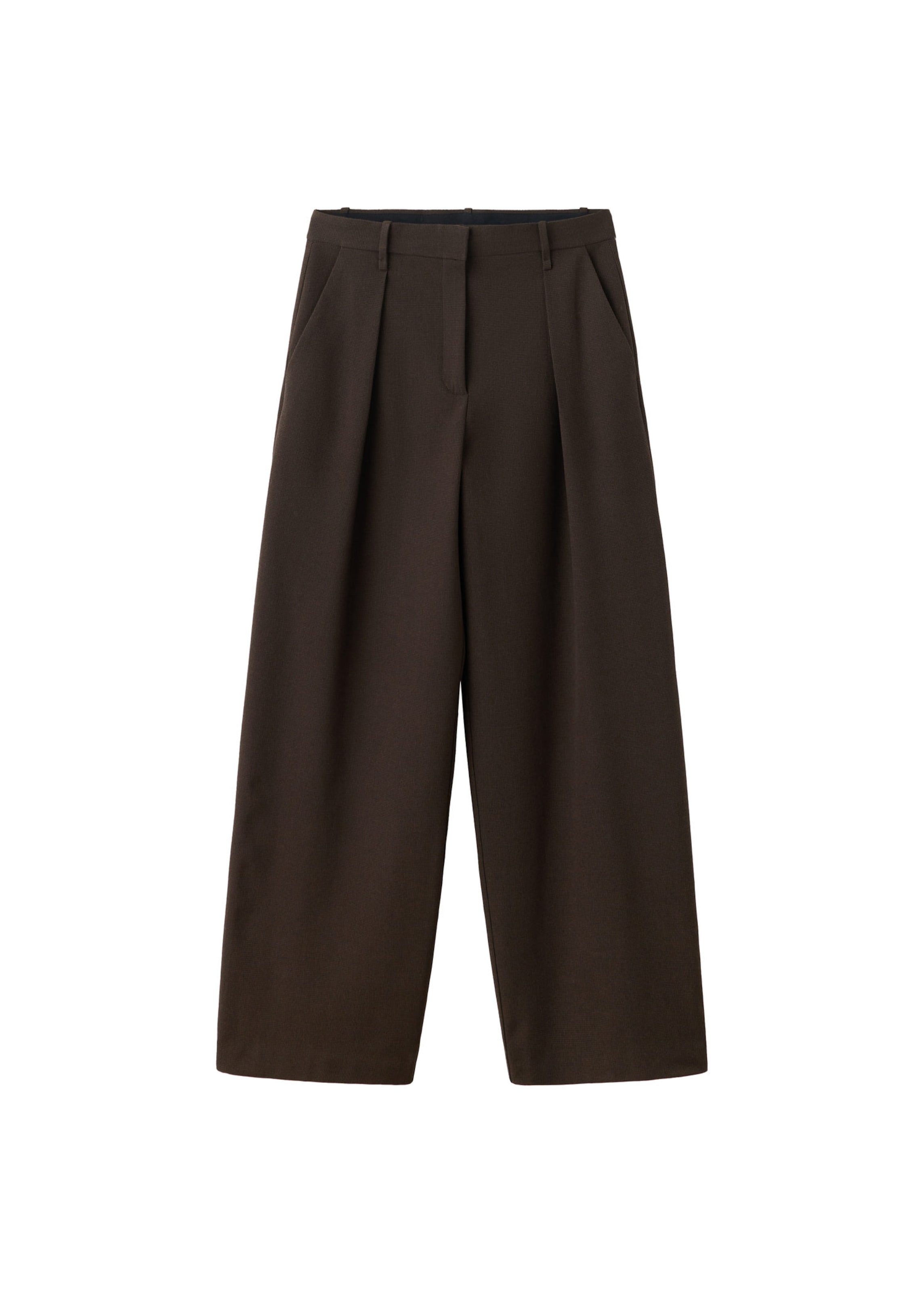 Pantaloni con pieghe 'LEO' in 32 MANGO di colore marrone scuro / nero, Visualizzazione prodotti