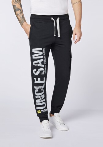 UNCLE SAM Tapered Pants in Black: front