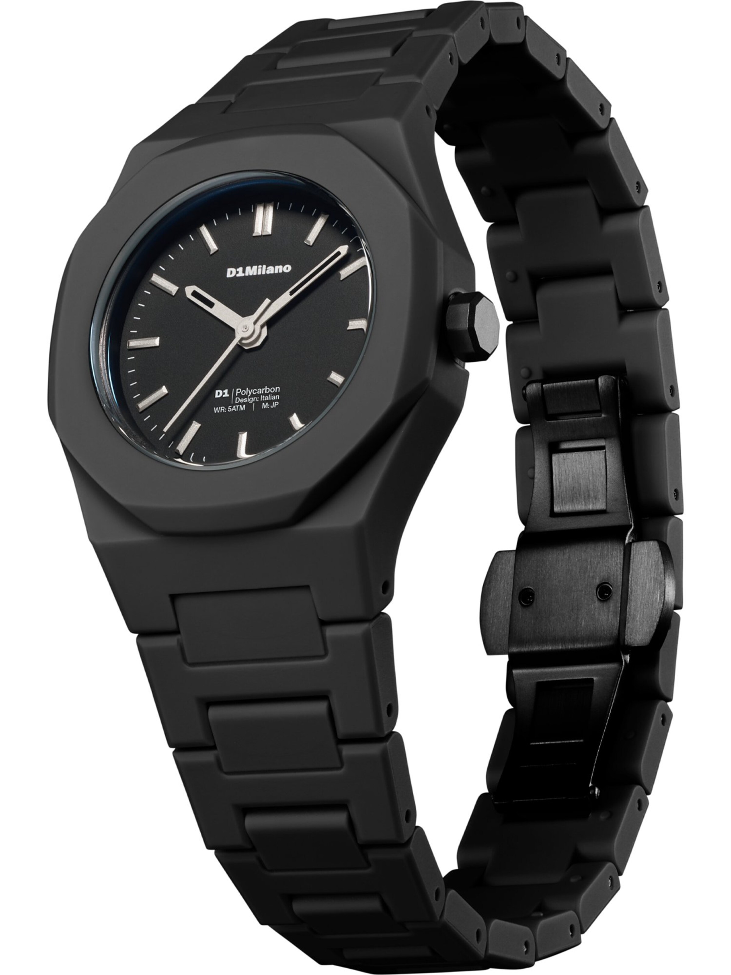 D1 Milano Analoguhr in Schwarz