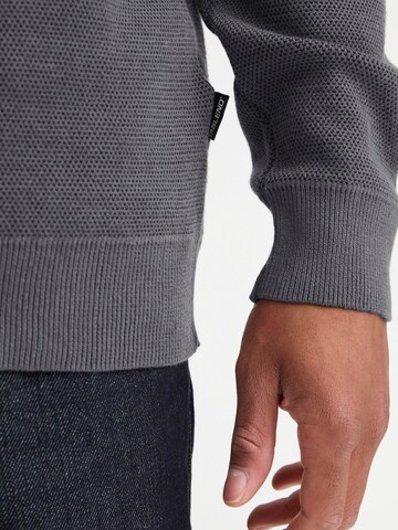 BLEND Sweater ' BHBAAL HALF ZIPP KNIT ' in Grey