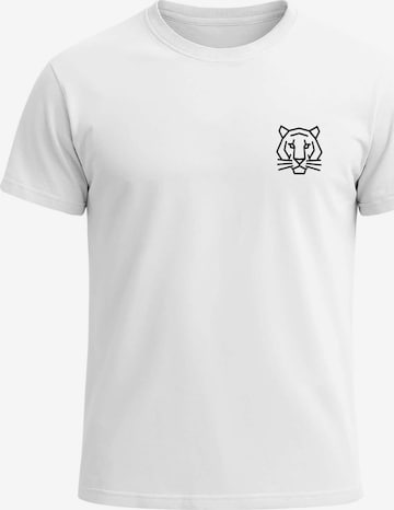 Neverless Shirt 'Polygon Tiger' in Weiß: Vorderseite
