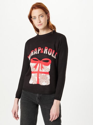 Pull-over 'XMAS WRAP' ONLY en noir : devant