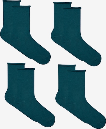 Albero Natur Socken 'Bio-Baumwoll-Socken mit Rollrand Unisex – 4er Pack' in Grün: Vorderseite
